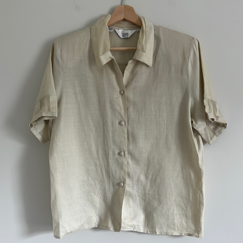 Vintage Linen Button Front shirt by Ishyu
